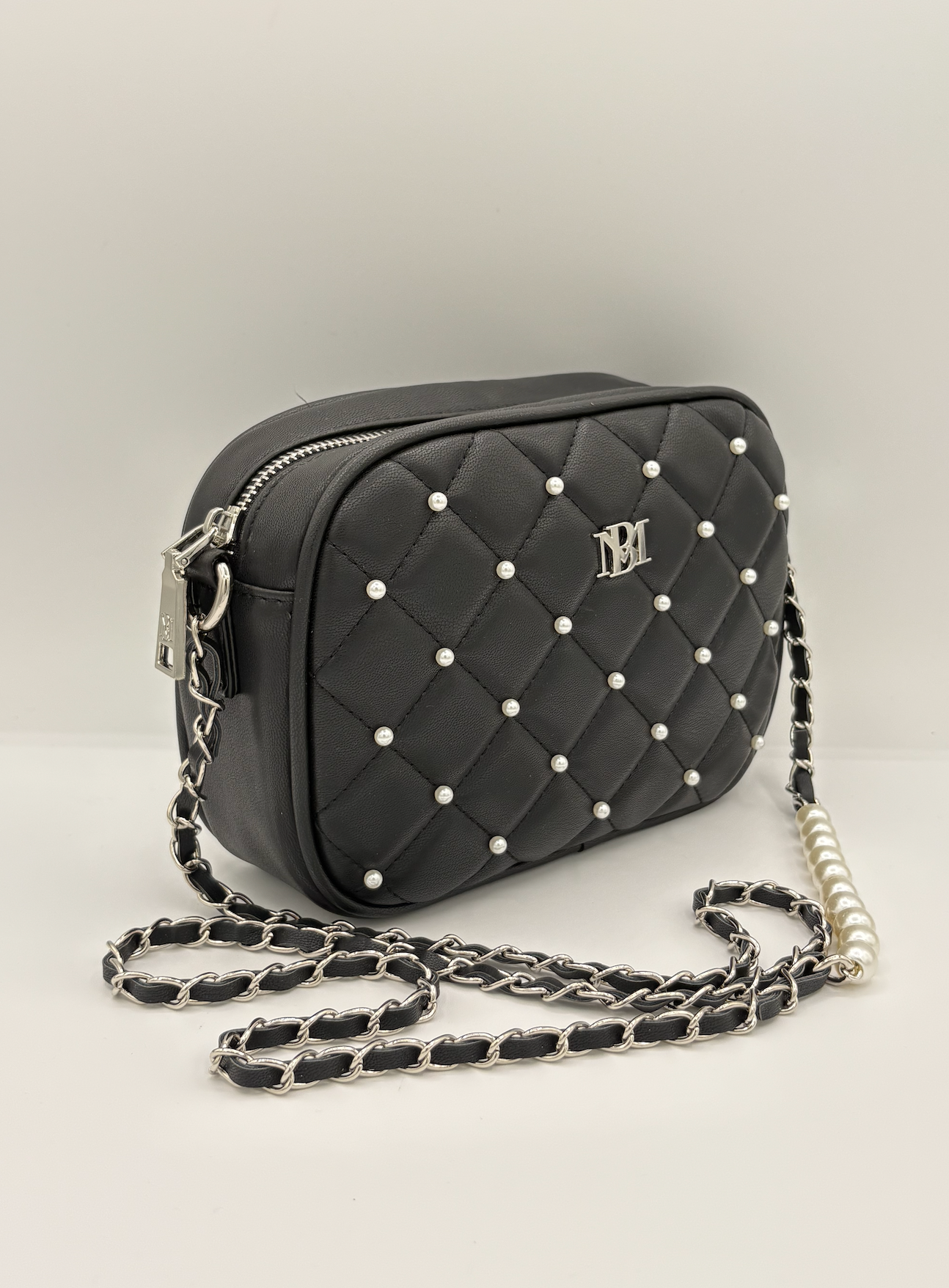 Badgley Mischka Quilted Pearl Mini Purse