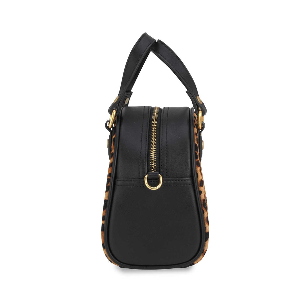 VON DUTCH LEOPARD PONY HAIR BOWLING BAG