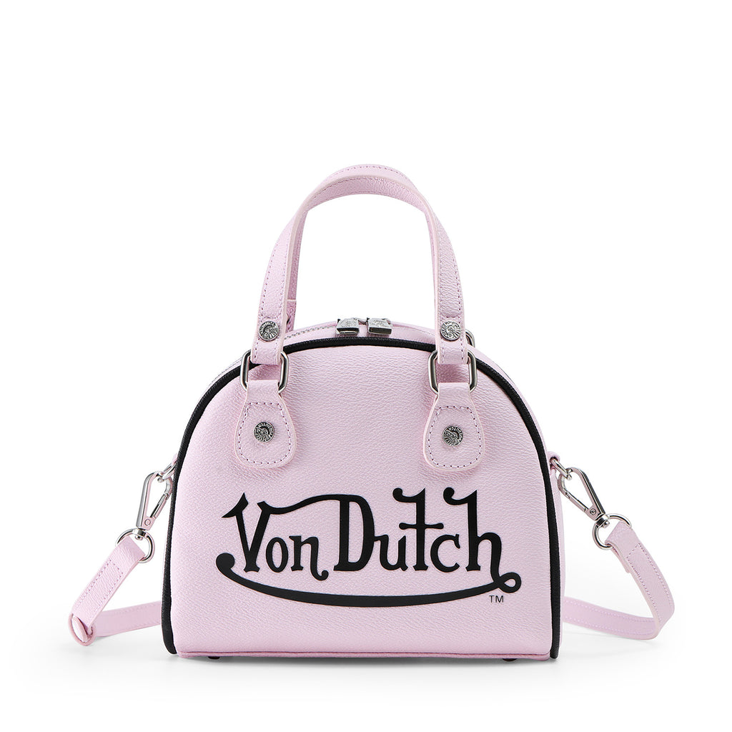 VON DUTCH PINK AND BLACK TWO-TONE BOWLING BAG