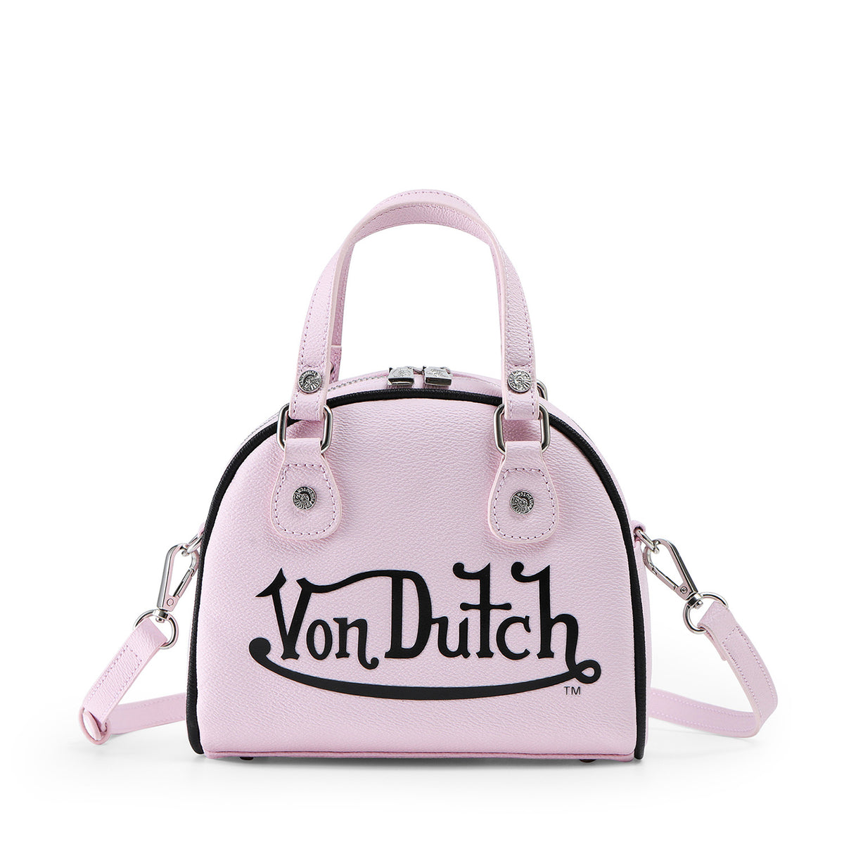 VON DUTCH PINK AND BLACK TWO-TONE BOWLING BAG