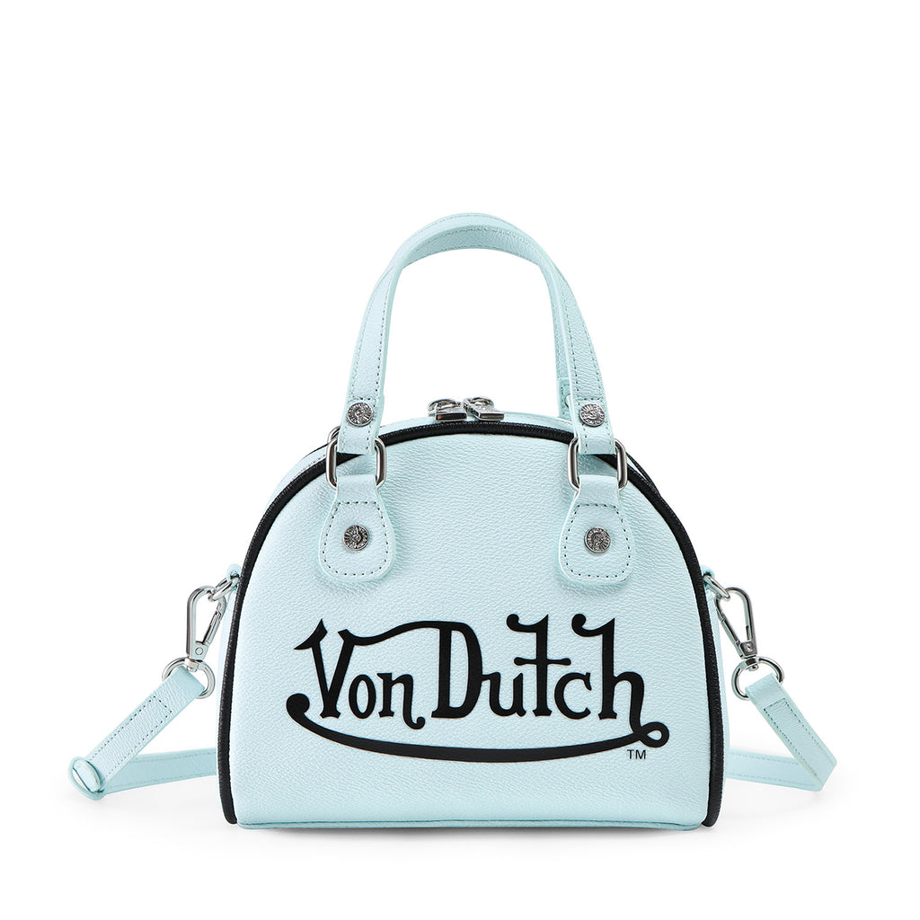 VON DUTCH LIGHT BLUE AND BLACK TWO-TONE BOWLING BAG
