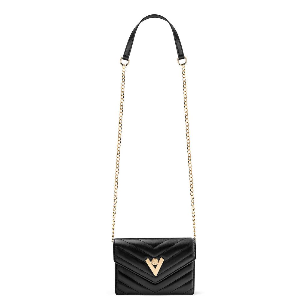 Valentino Orlandi V-Quilted Crossbody Bag
