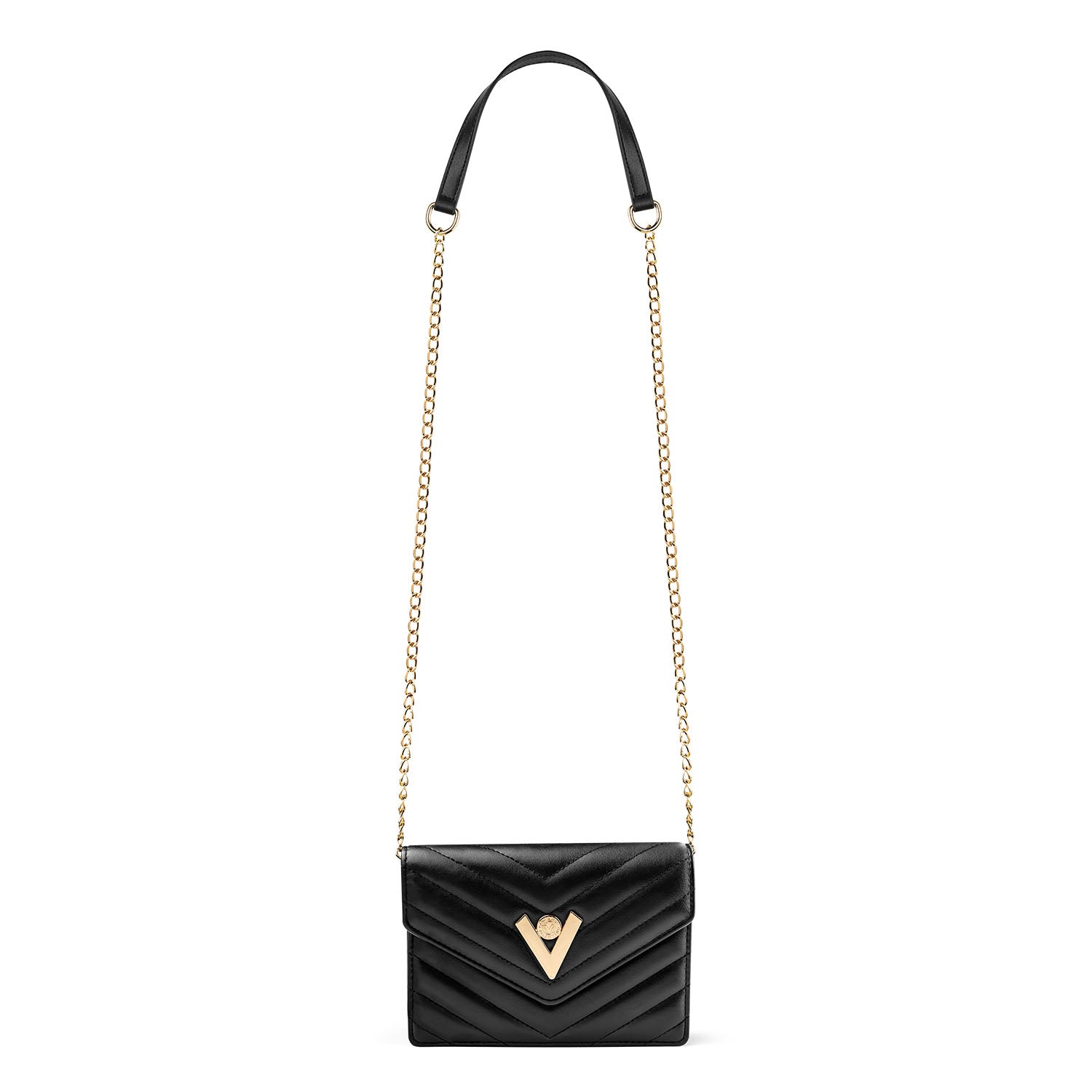 Valentino Orlandi V-Quilted Crossbody Bag