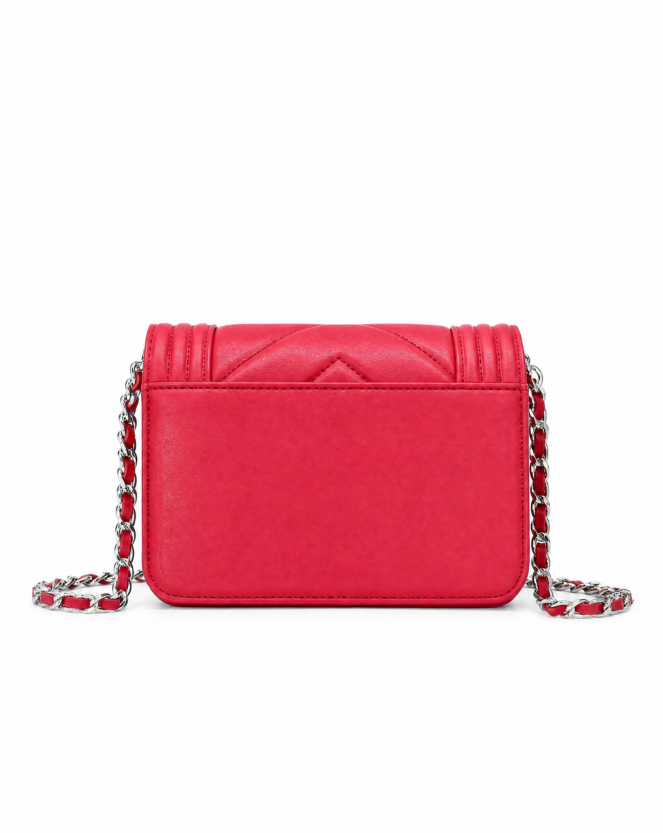 BADGLEY MISCHKA SMALL RED V-QUIILTING CROSSBODY BAG