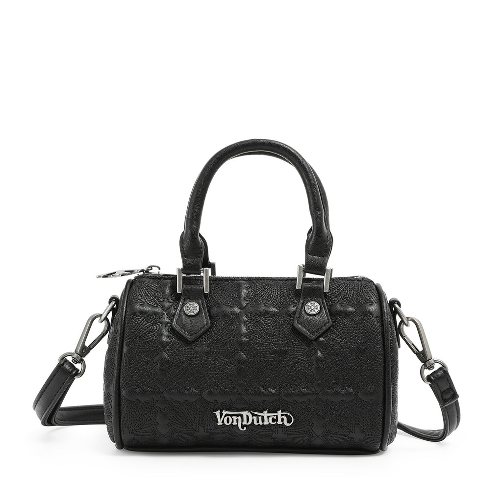 Embroidered Chopper Hanna Bag - Black