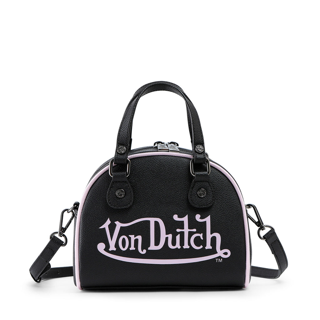 VON DUTCH TWO TONE BLACK AND PINK BOWLING BAG