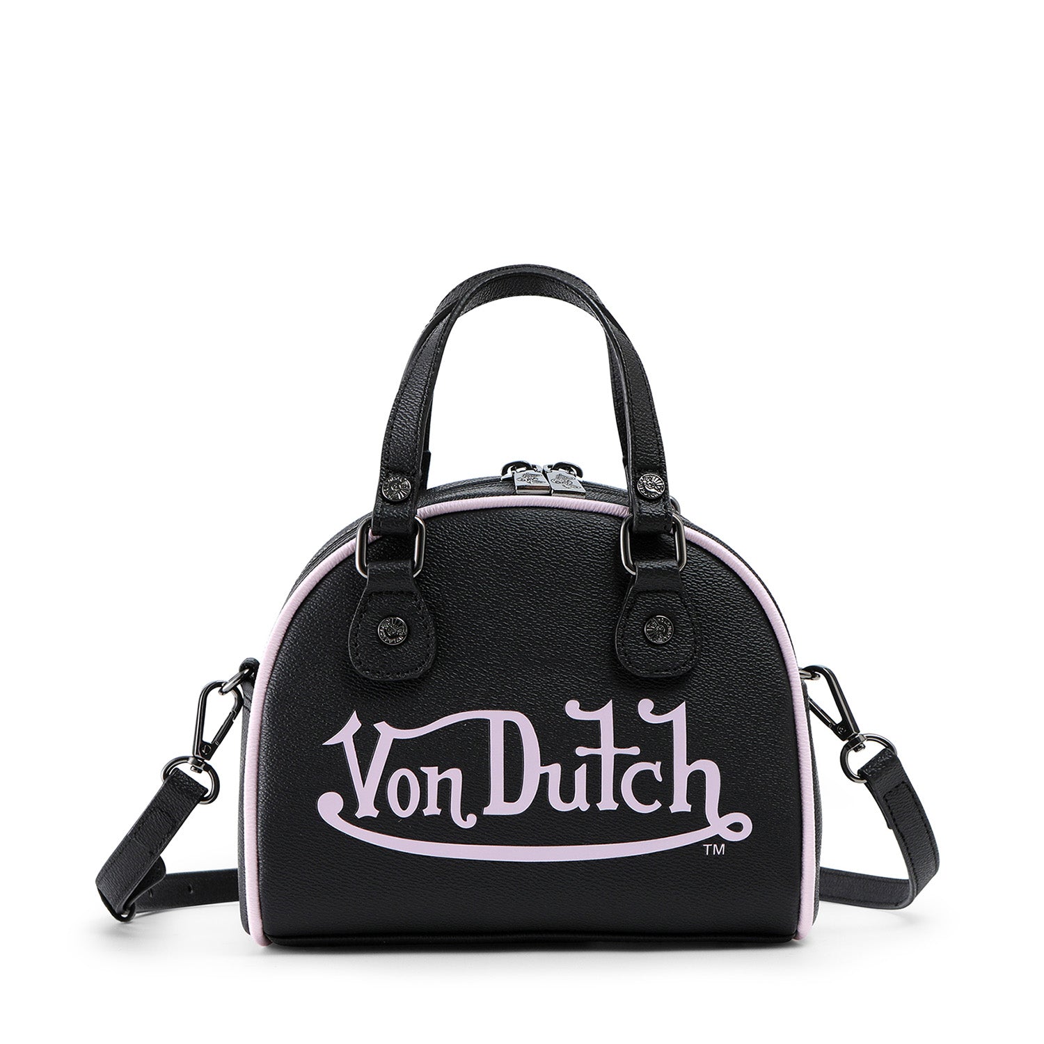 VON DUTCH TWO TONE BLACK AND PINK BOWLING BAG