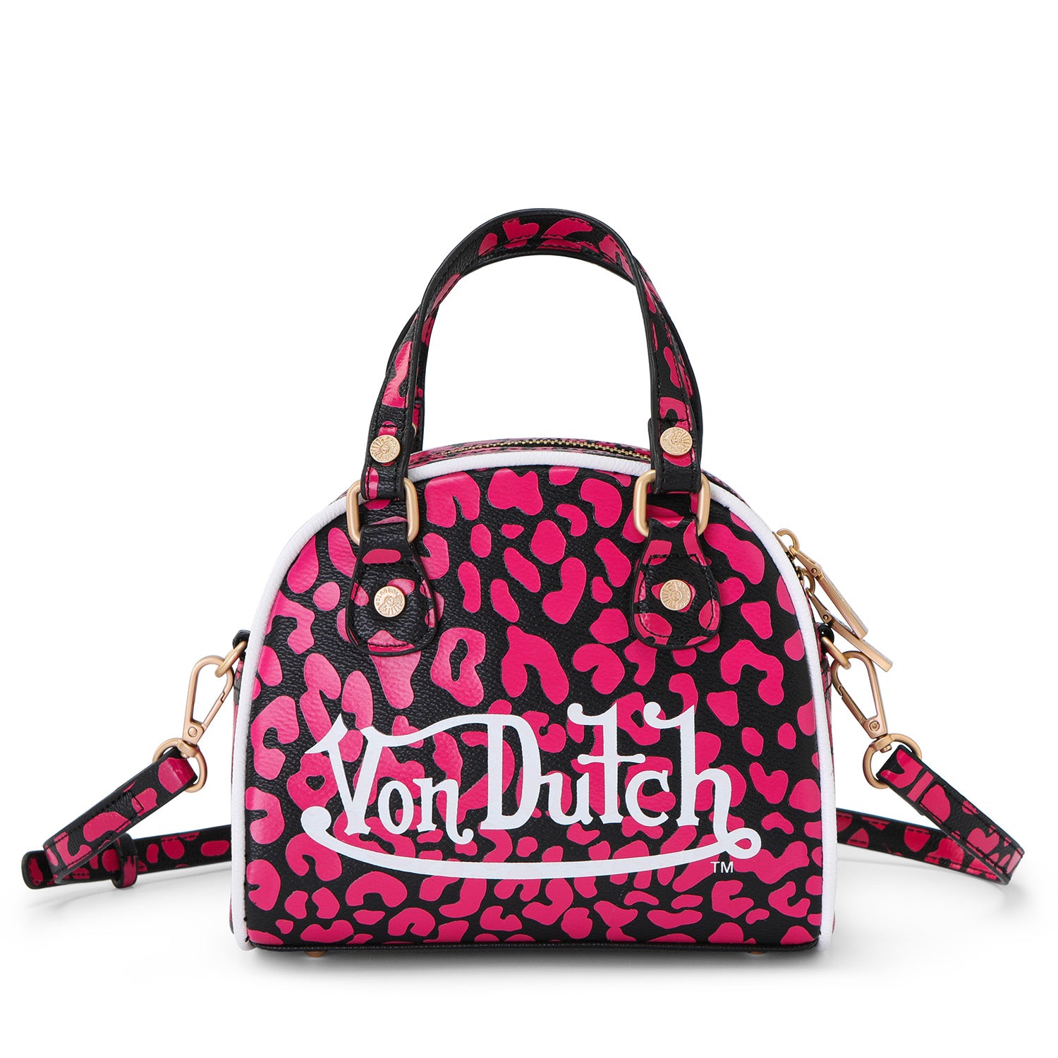 VON DUTCH HOT PINK CHEETAH BOWLING BAG