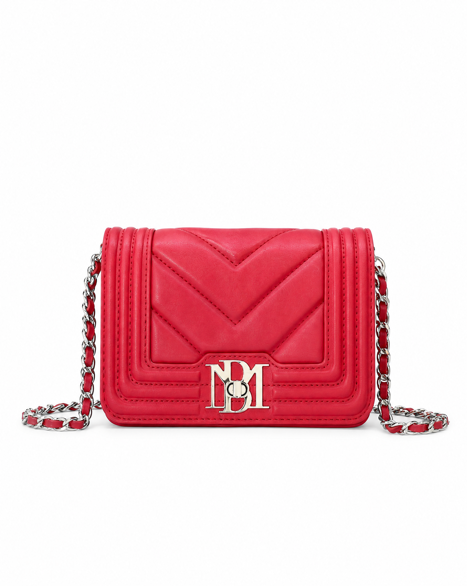 BADGLEY MISCHKA SMALL RED V-QUIILTING CROSSBODY BAG