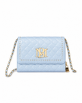 Badgley Mischka Blue and Gold Quilted Crossbody
