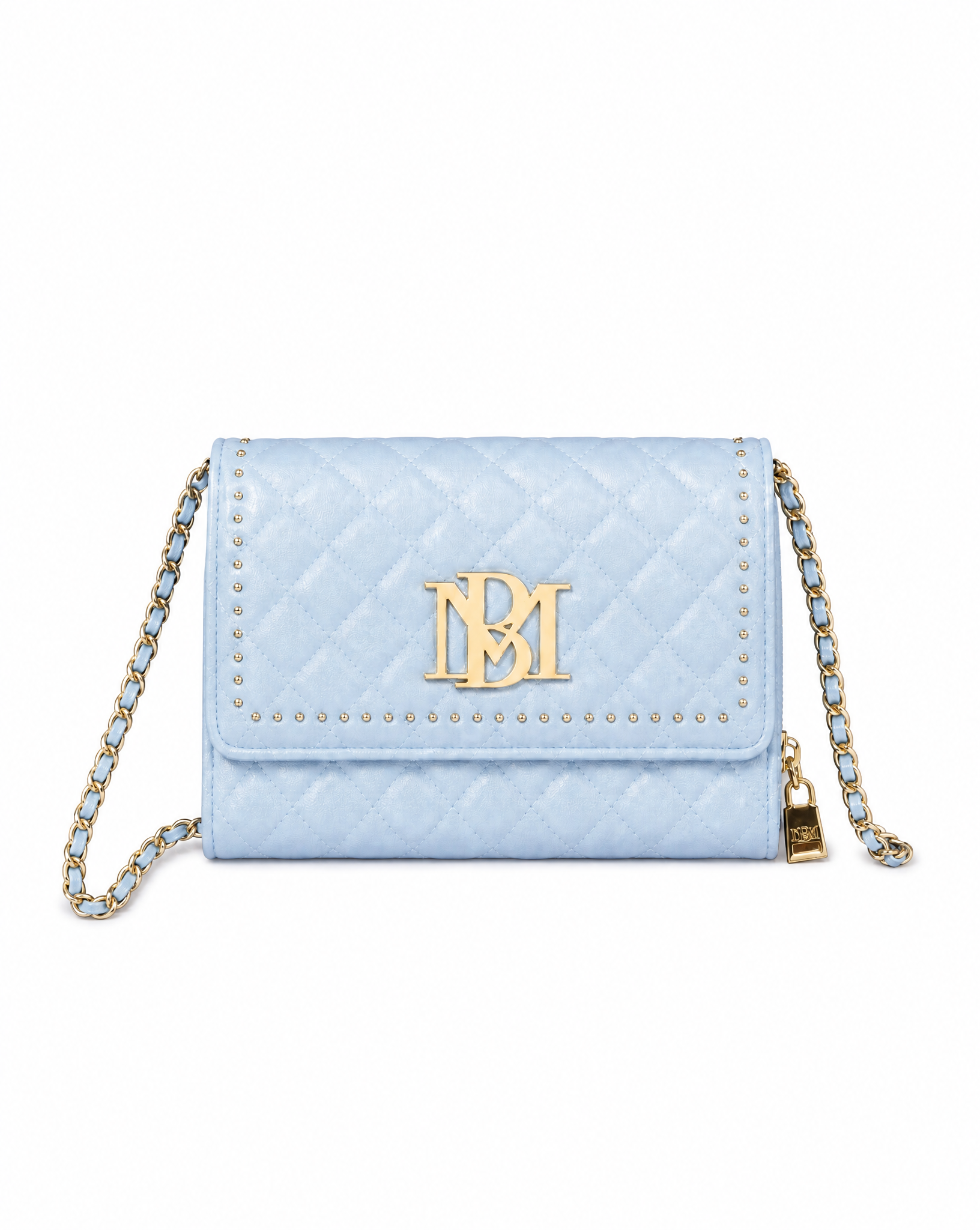 Badgley Mischka Blue and Gold Quilted Crossbody