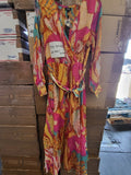 ABSTRACT CORAL - Sheer Maxi Dress